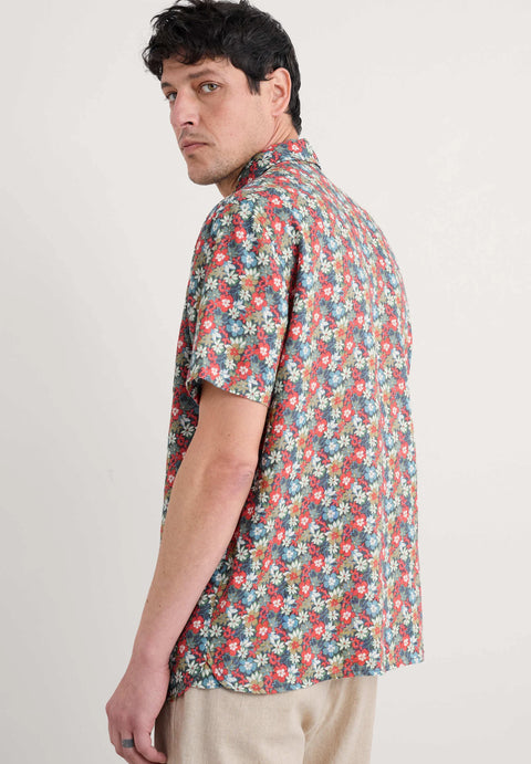 Men's Blue Heron SS Shirt in Seashore Floral Lead