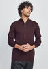 Finn Merino Zip Sweater in Noirberry
