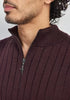 Finn Merino Zip Sweater in Noirberry