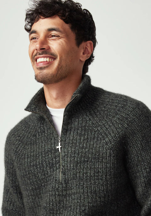 Kenzie Zip Sweater in Wilderness/Bayleaf | UNISEX