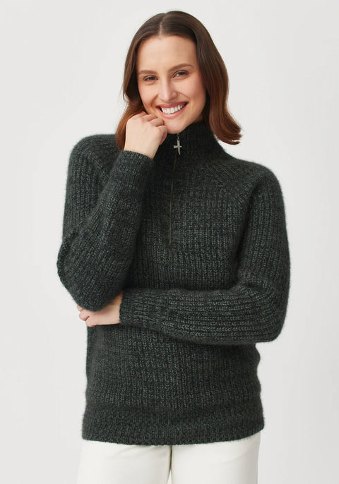 Kenzie Zip Sweater in Wilderness/Bayleaf | UNISEX