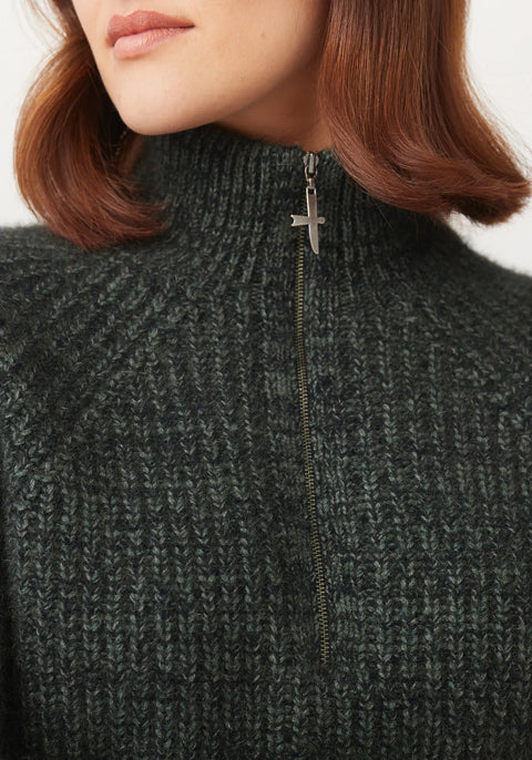 Kenzie Zip Sweater in Wilderness/Bayleaf | UNISEX