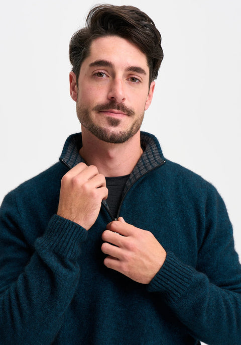 Whittaker Half Zip in Peacock/Slate