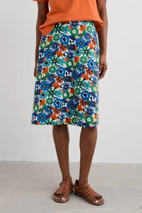 Rose Skirt in Screenprint Floral Chalk