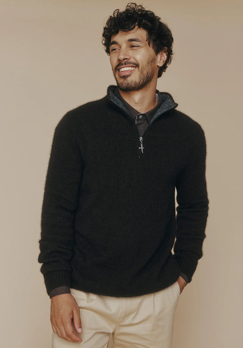Estuary Half Zip in Chocolate/Slate