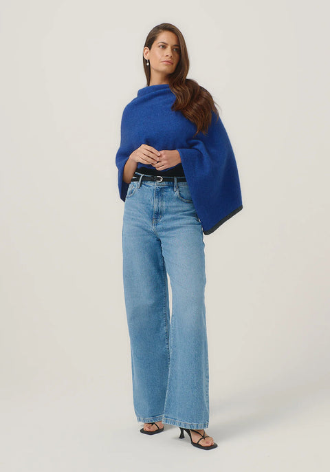 Two Tone Poncho in Various Colours