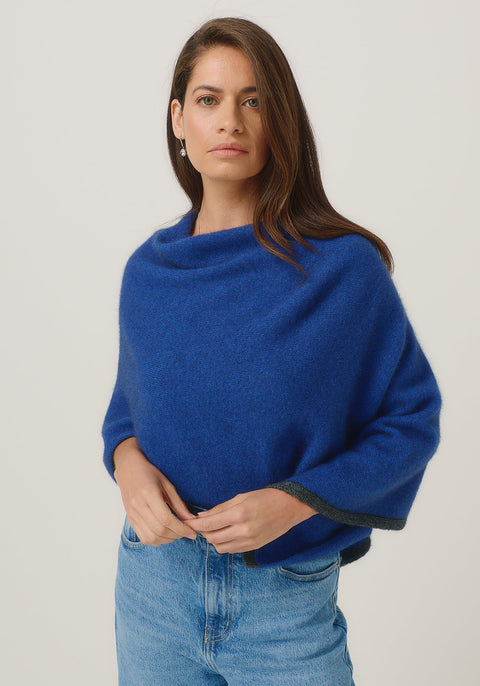Two Tone Poncho in Various Colours