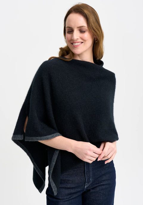 Two Tone Poncho in Various Colours
