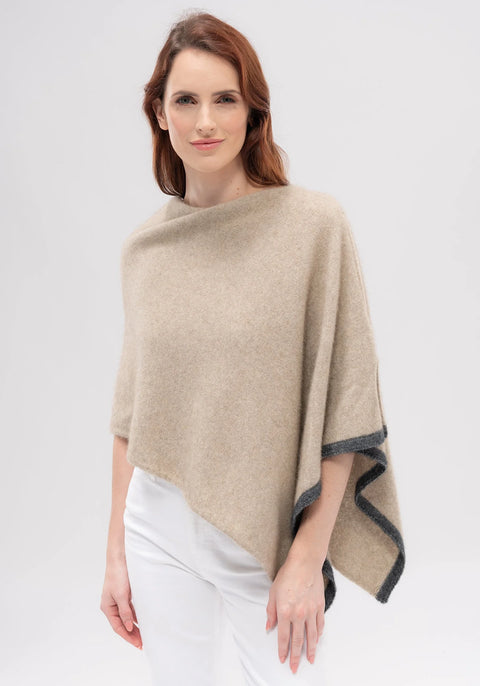 Two Tone Poncho in Various Colours