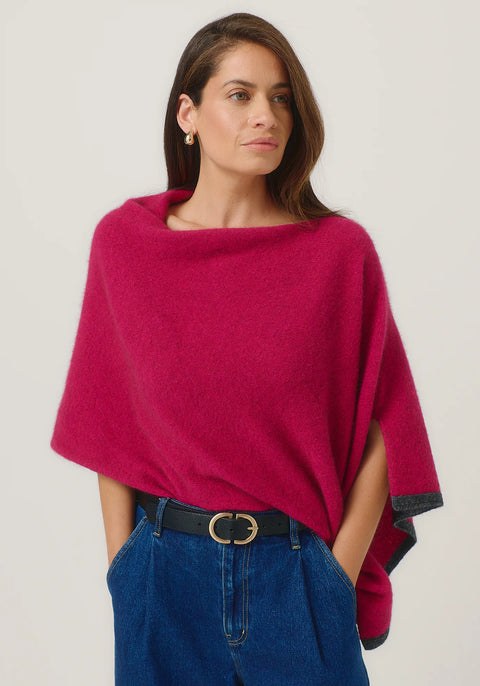 Two Tone Poncho in Various Colours
