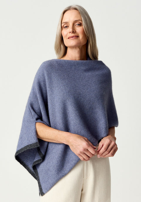 Two Tone Poncho in Various Colours