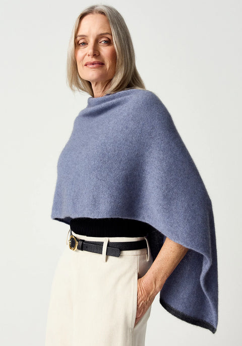 Two Tone Poncho in Various Colours
