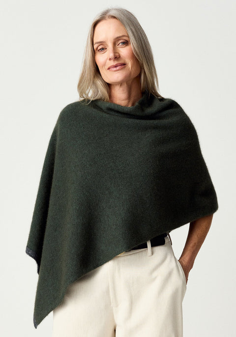 Two Tone Poncho in Various Colours