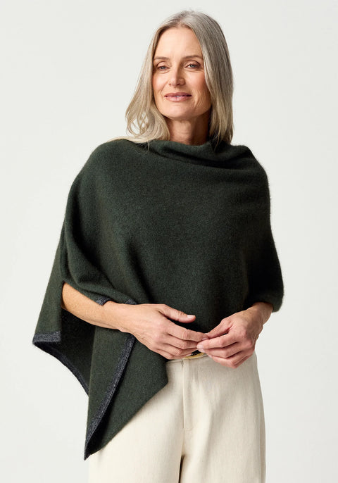 Two Tone Poncho in Various Colours