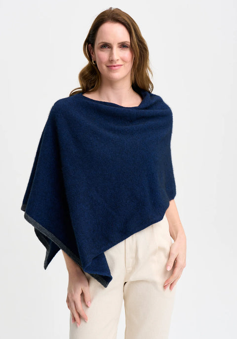Two Tone Poncho in Various Colours