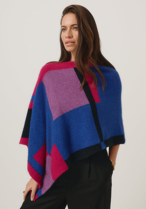 Empress Poncho in Dusty Blue/Lupin Multi