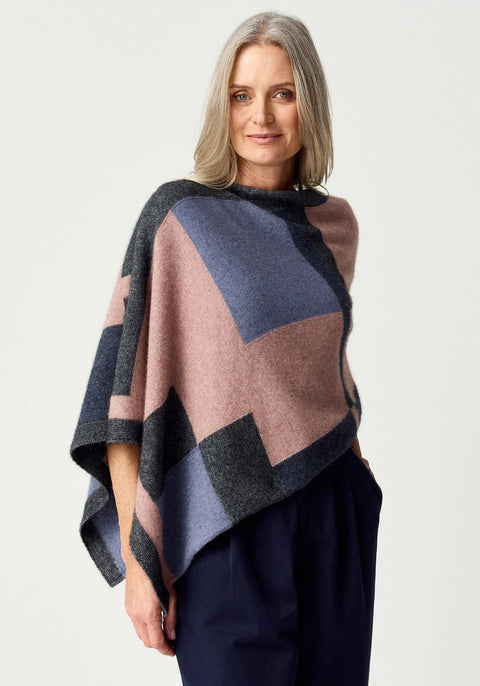 Empress Poncho in Rose Dust/Waterfall Multi