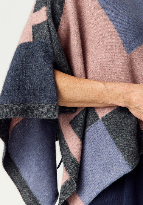 Empress Poncho in Rose Dust/Waterfall Multi