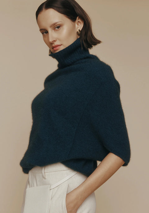 Air Cape Sweater in Deep Teal
