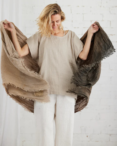Kasia Large Linen Scarf in Warm Tones