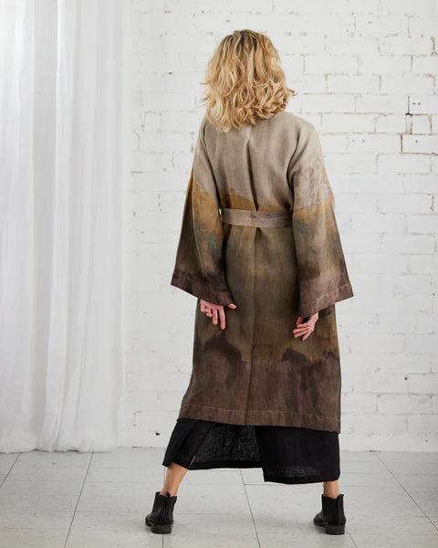 Sabina Linen Kimono in Warm Tones - One Size