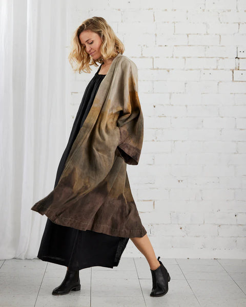Sabina Linen Kimono in Warm Tones - One Size