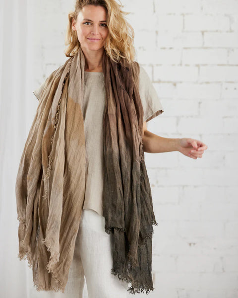 Kasia Large Linen Scarf in Warm Tones