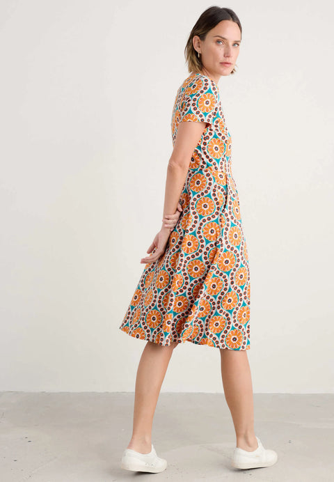 S/S April Dress in Daisy Stamp Azurite