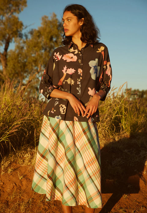 Alba Shirt in Watercolour Charcoal