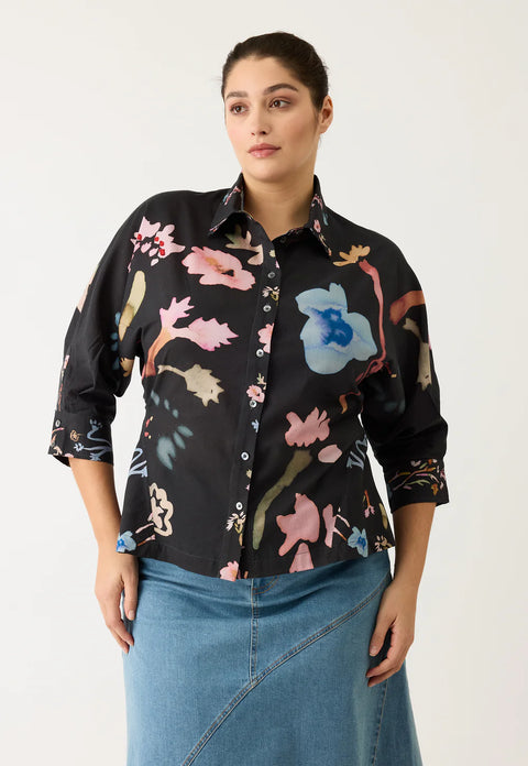 Alba Shirt in Watercolour Charcoal