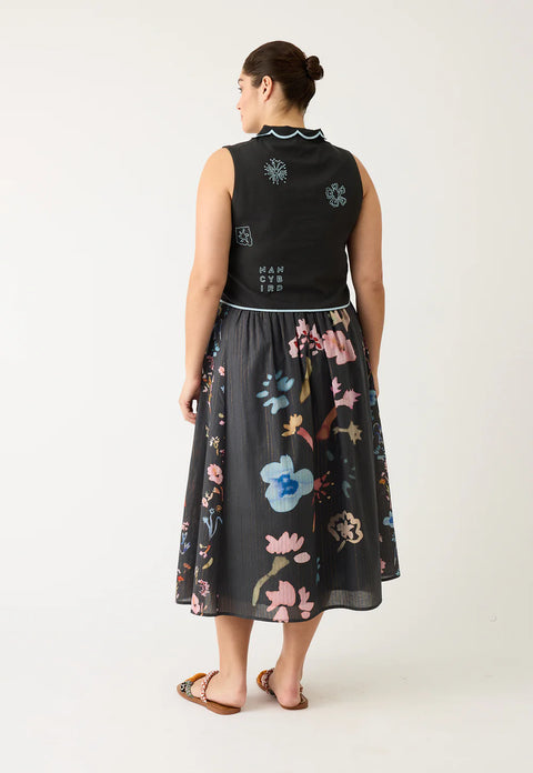 Alma Yoke Skirt in Watercolour Charcoal
