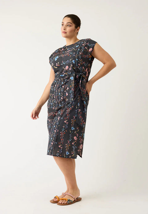 Casey Dress in Watercolour Charcoal