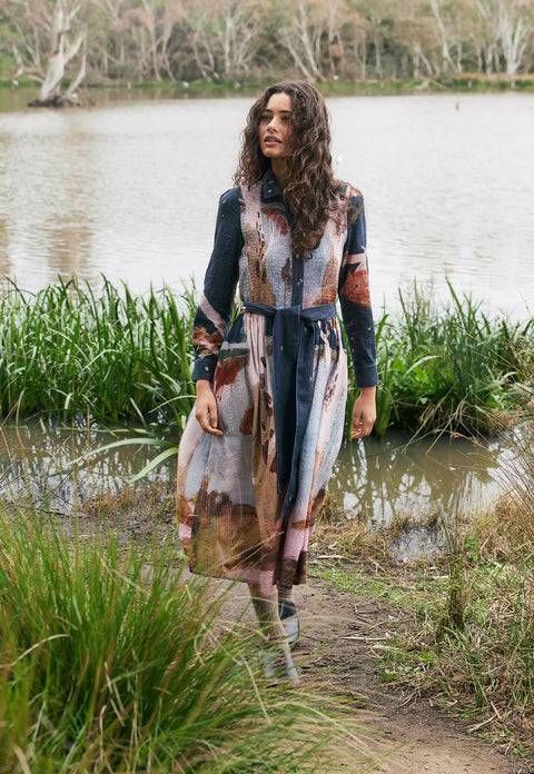 Delphi Dress in Nigh Herons