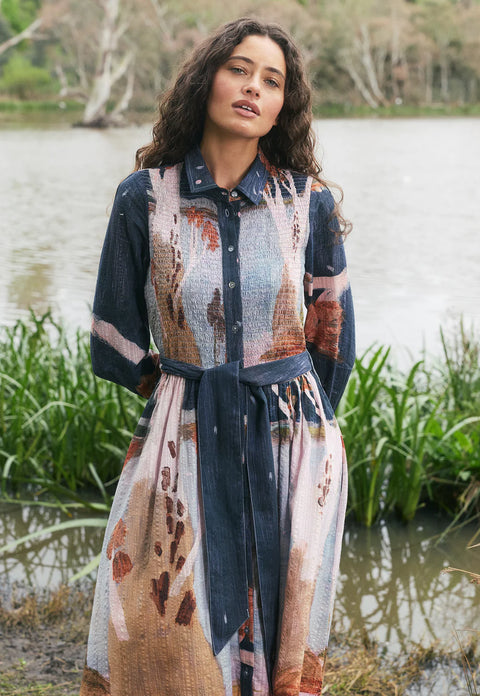 Delphi Dress in Nigh Herons