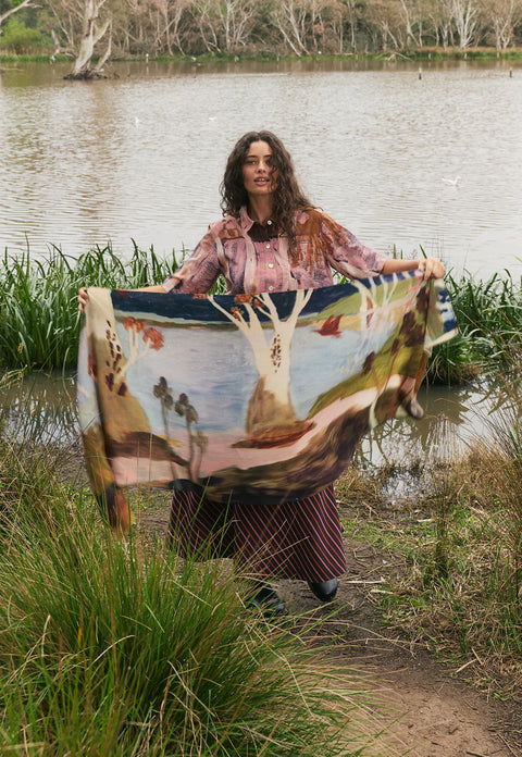 Wool Scarf in Night Herons