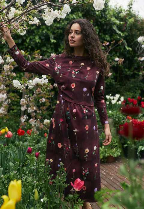Elena Dress in Bloom Tile