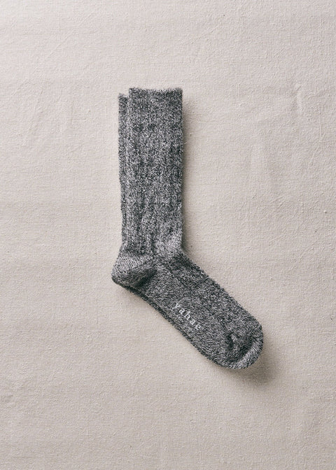 Alpaca Cable Pattern Socks in Grey