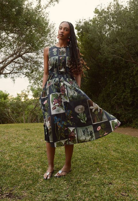Clementine Dress in Charcoal Archive Floral