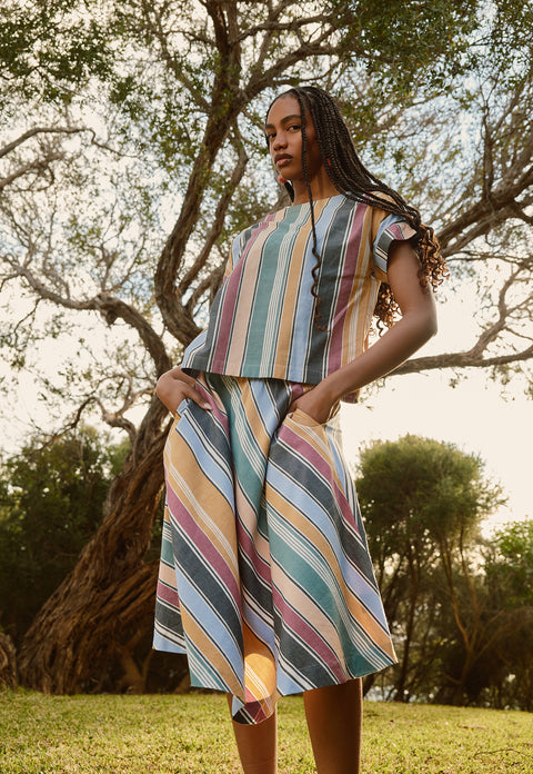Wave Skirt in Atlas Stripe