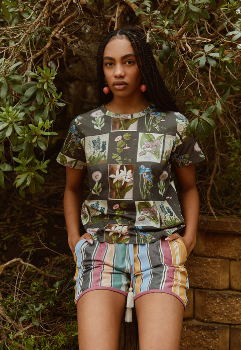Apollo Tee in Charcoal Archive Floral