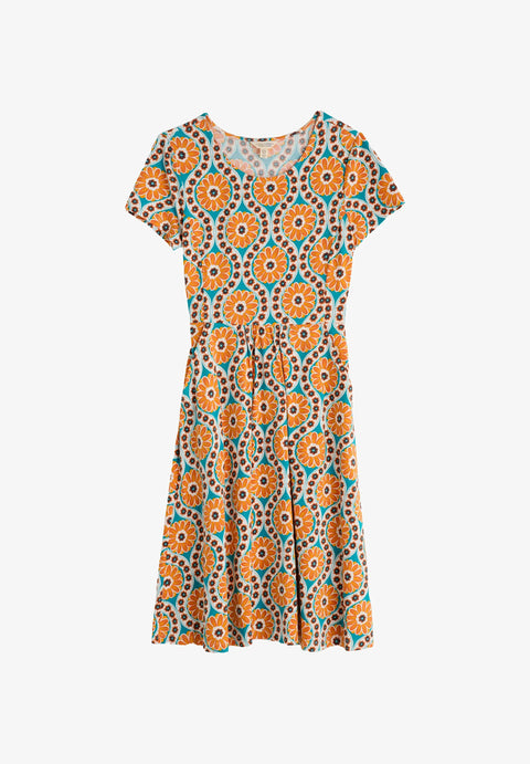 S/S April Dress in Daisy Stamp Azurite