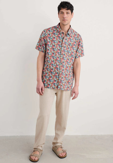Men's Blue Heron SS Shirt in Seashore Floral Lead