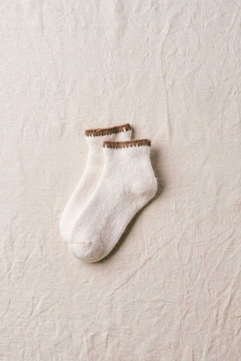 Alpaca Organic Cotton Garland Stitch Socks in Natural