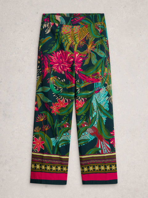 Ally Wide Leg Trouser in Green Print