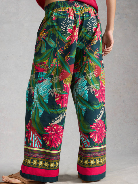 Ally Wide Leg Trouser in Green Print