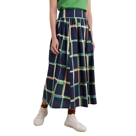 Mevagissey Skirt in Wimdow Panes Maritime