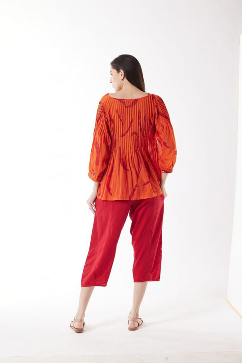 3/4 Sleeve Top in Brush Strokes