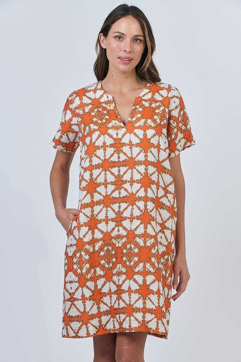 Split V-Neck Short Sleeve Dress in Urchin