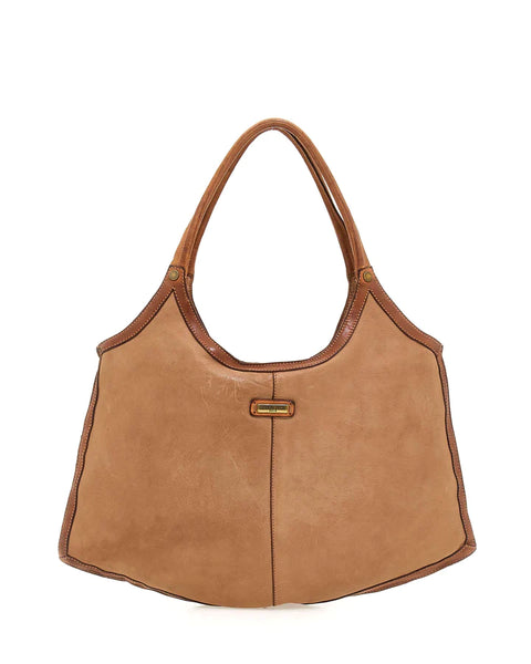 Agata Leather Twist Shopping bag in Cognac