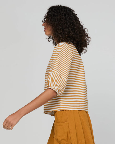 Ava Top in Mustard Stripe